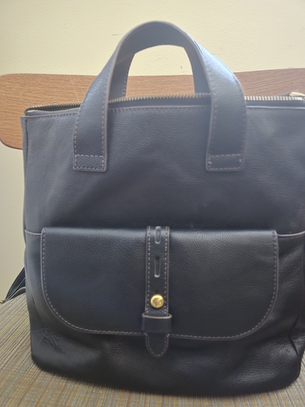 Fossil Black Leather Backpack Purse